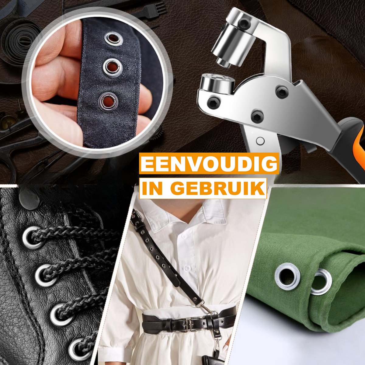 Grommet Tool Kit Tavien - 3/8 Inch Oogje Perstang - 10mm Handheld met 500 Stuks Zilveren Grommets voor Dekzeil en Kleding