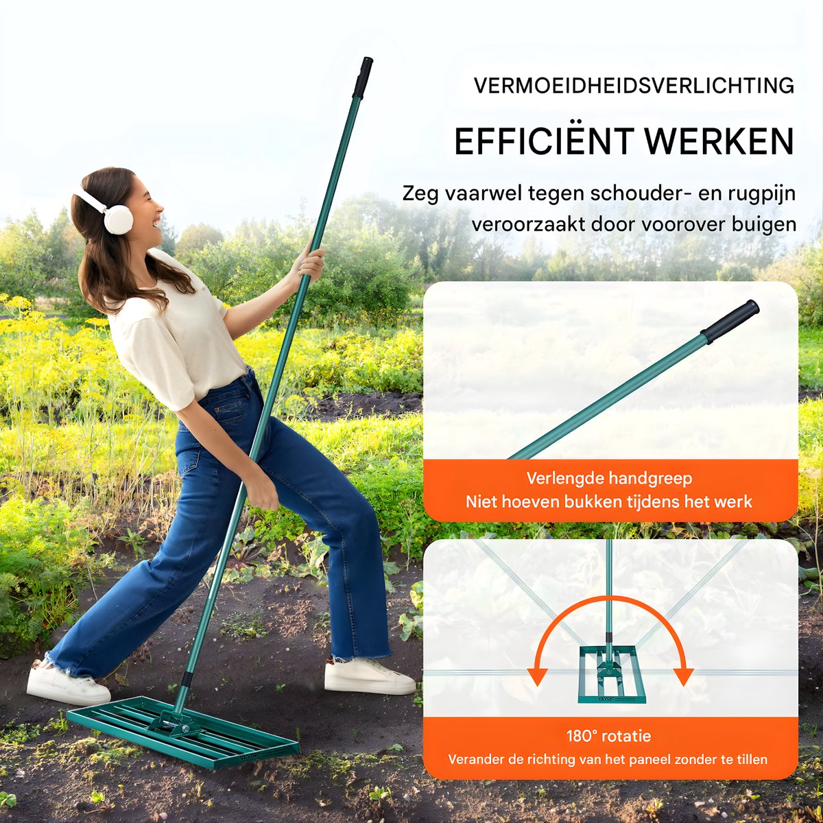Gazonrakel - Nivellering hark - Gazonhark – Voor Tuin, Golf & Boerderij – 25,4 × 76,2 cm