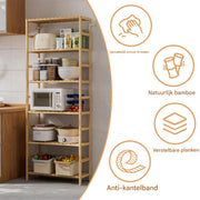 Plantenstandaard Fioren - Bamboe - 161cm - Plantenrek - Plantentafel - Voor binnen & buitengebruik - Bloempothouder - Metaal