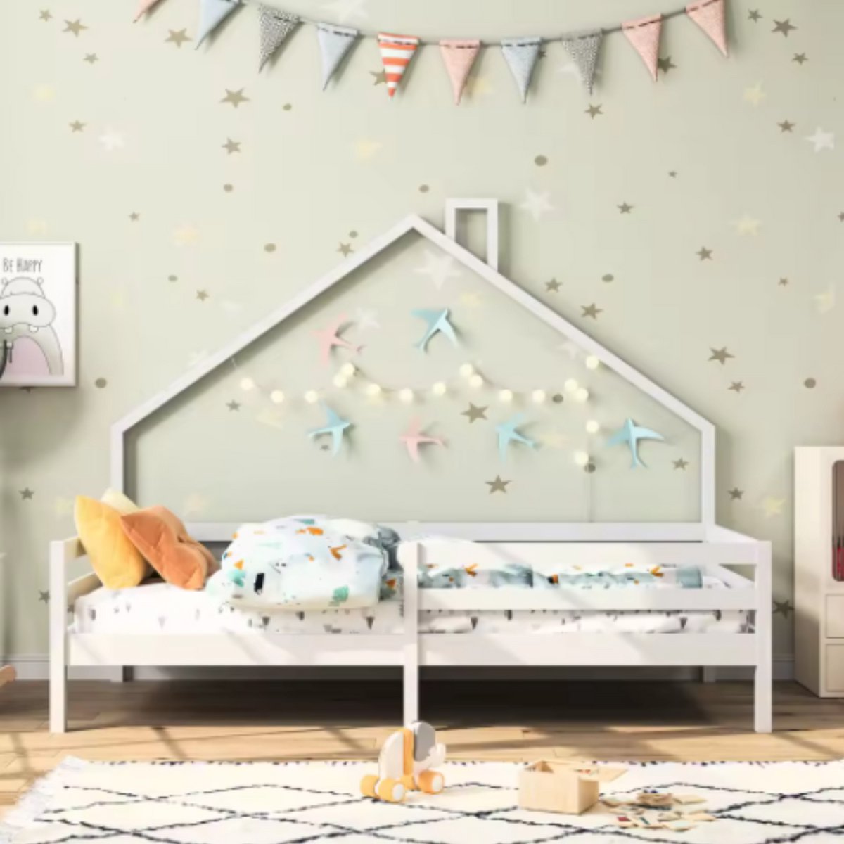 Kinderbed 90x200 cm - Huisbed - Voor Kinderen - Peuterbed - Met lattenbodem - Zonder matras