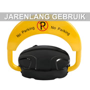 Elektronisch parkeerslot – Voor privégebruik – Robuust, IP67 waterdicht, 2 afstandsbedieningen, 180° antibotsing en automatisch alarm – Yellow