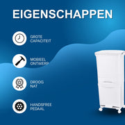 Prullenbak 42L - Grote Capaciteit - Keuken - Scheiding - Voor Thuis, Huishoudelijk & Restaurant - Droge & Natte Scheidingspedaalbak op Wielen