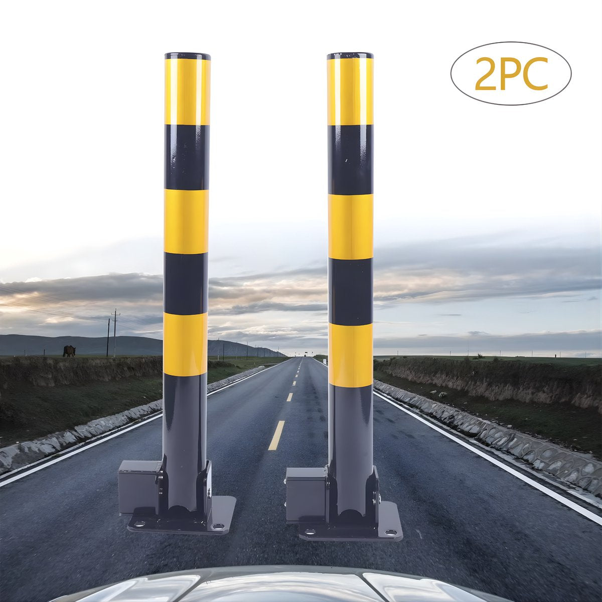 Parkeerpaal - Afzetpaal – Voor auto-opritten of parkeerplaatsen – Vouwbaar – Geel/blauw