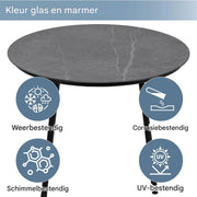 Tuinmeubelset - Loungeset - Tuinlounge Lounge Set - Voor Tuin, Zwembad of Terras - Sofa, 2 Salontafels & Voetkruk - Dik Touw & Marmeren Tafel