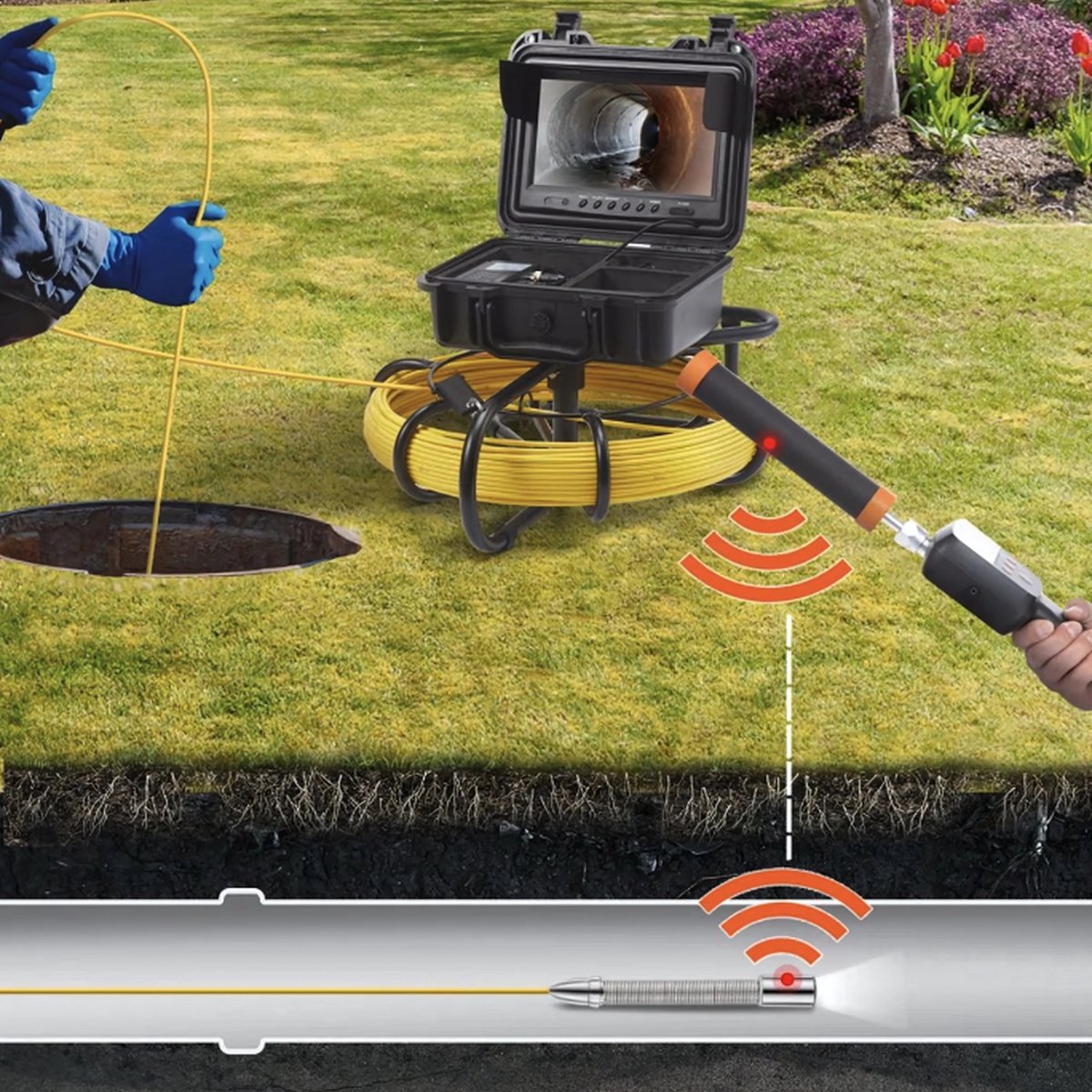 Endoscoop inspectie camera PRO - Rioolcamera - Inspectiecamera - - 50m Lokalisatie Apparaat voor Ondergrondse Leidingen