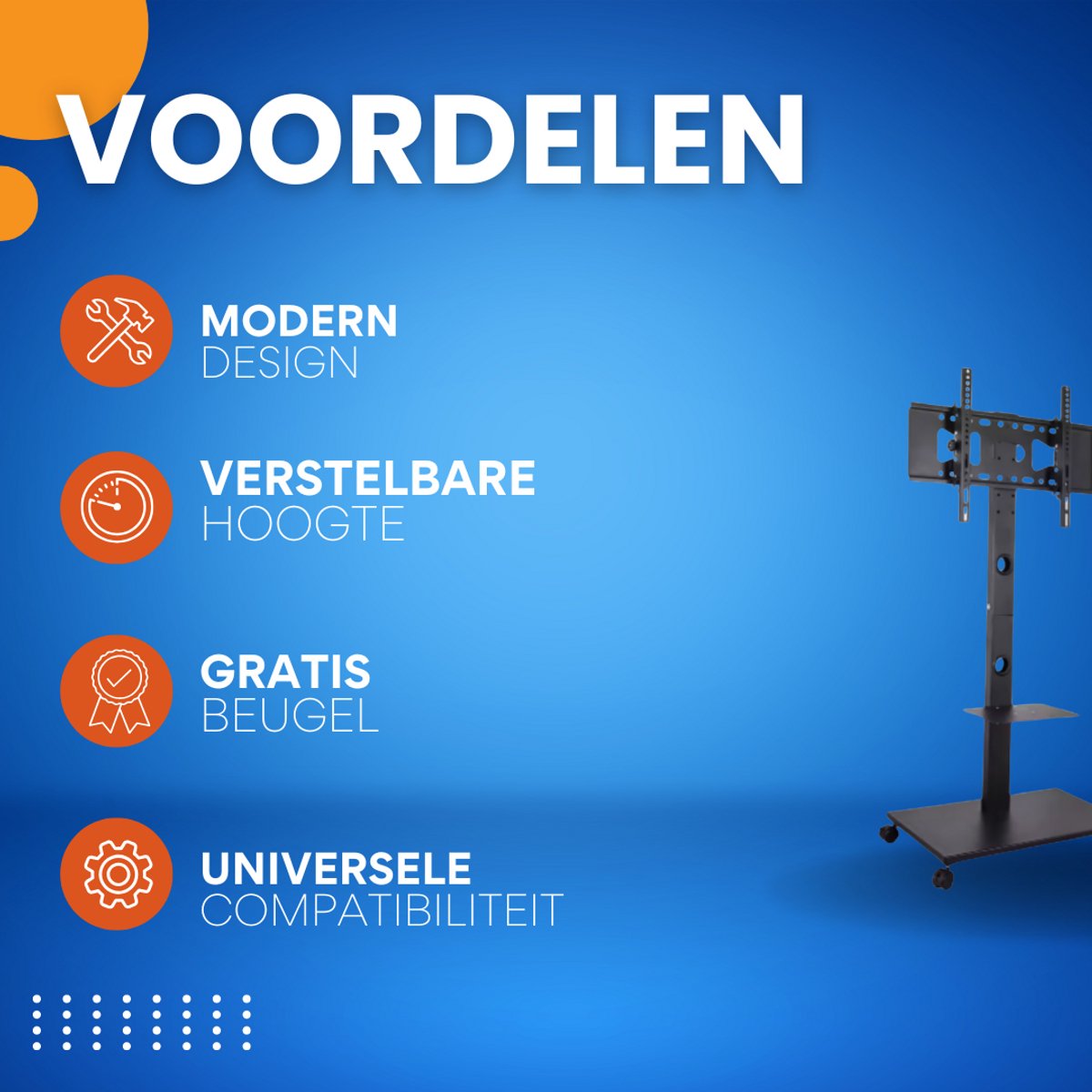 TV vloerstandaard verrijdbaar - Voor 32"-65" inch - Standaard universeel statief - In hoogte Verstelbaar - Zwart