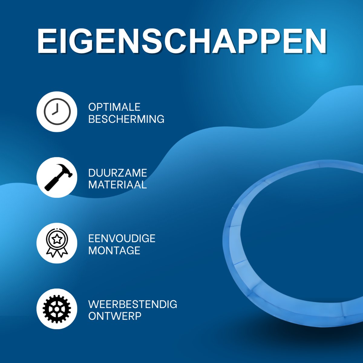 Trampoline Randkussen - Beschermkussen - Beschermrand - Trampolinerand - Diameter buitenring: 3 m - Blauw