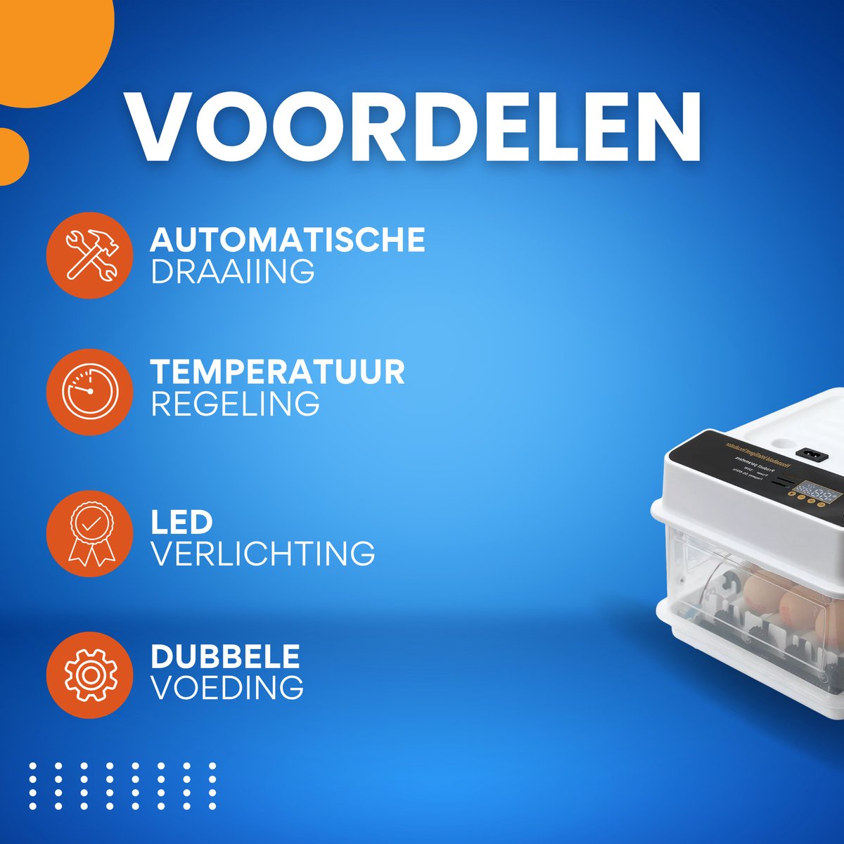 Automatische Broedmachine - Eierdraaier - Voor 15 eieren - Met LED-Verlichting