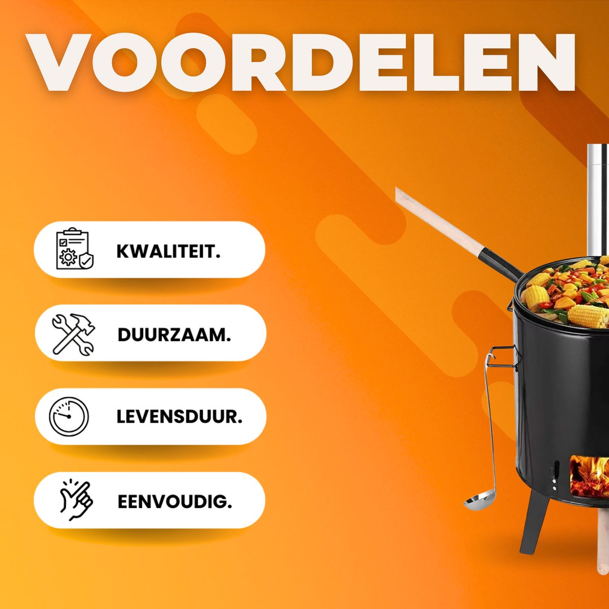 Hongaarse goulash ketel met deksel - 21L - Heksenketel driepoot - Sudderpot - Stoofoven