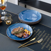 Vivenza Serviesset Ventina - 8 delig - 8 persoons - Donkerblauw - Dinerborden - Bordenset - Diepe borden - Ontbijtborden - Servies - Keukenservies