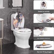 Antibacteriële Toiletbril Wit marmer - Met Softclose - Universeel - Toiletbrillen met print - WC Bril - Toiletzitting