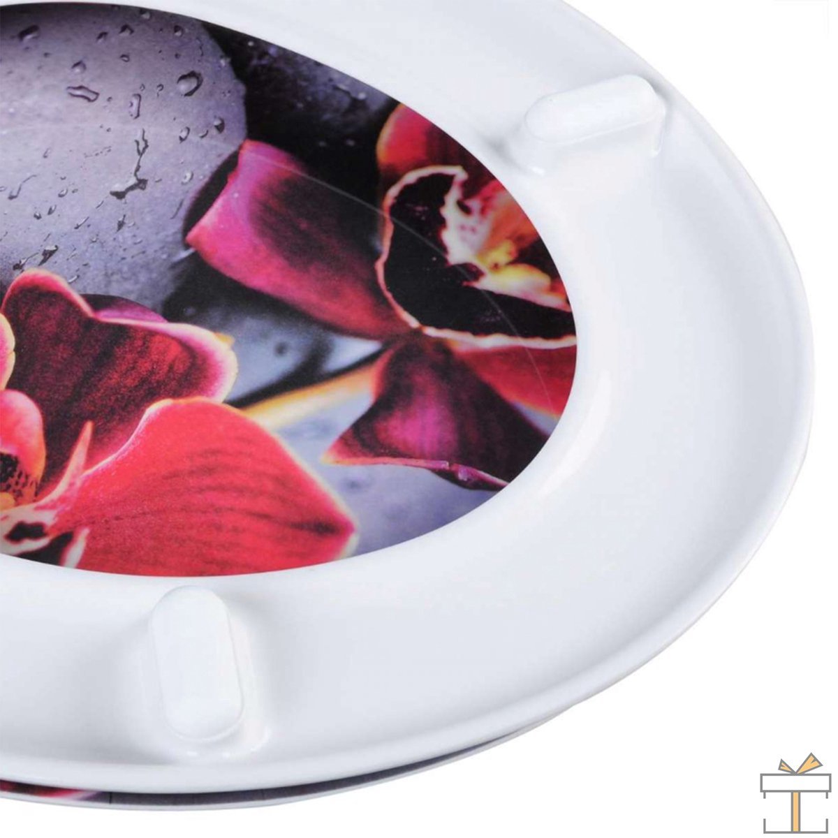Bolt Edge Toiletbril - Rode bloem print - Antibacterieel - Softclose - Universeel ontwerp