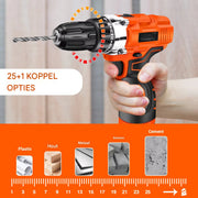 Accuboormachine 21V - 25+1 Koppel - 2 Snelheden - Elektrische Schroevendraaierset - Inclusief Accessoirekit