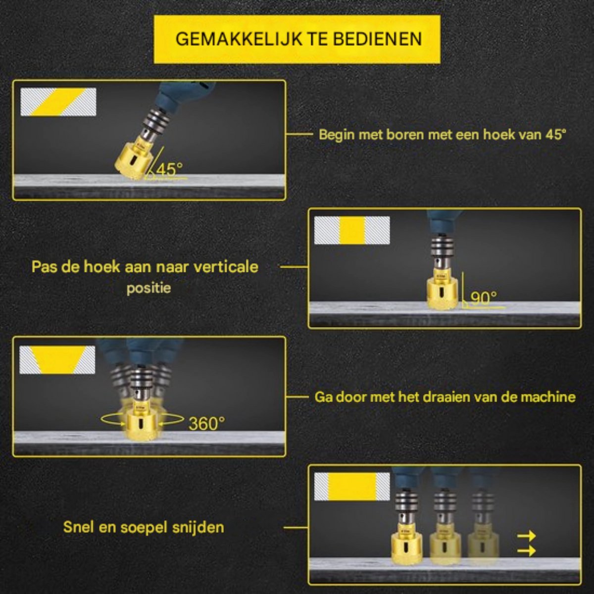 Diamantboorset Deluxe - 60 mm Gatenzagen - 5 stuks - Tegelboor gatenzaagzet - Dozenboor - Tegelsnijder Accessoire