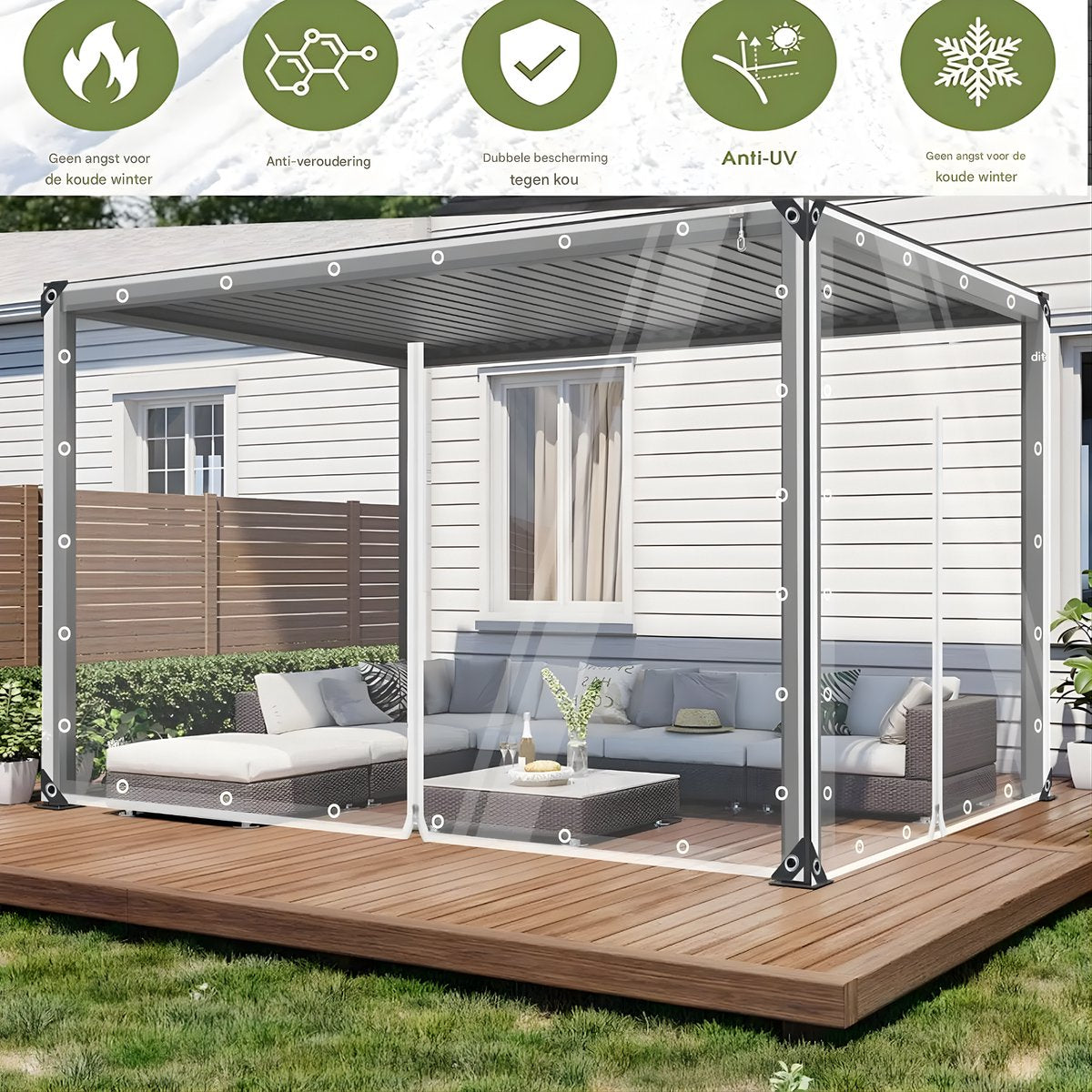 Dekzeil - Afdekzeil - Zeildoek - Voor Tuinhuis & Terras -Transparant 200x250cm