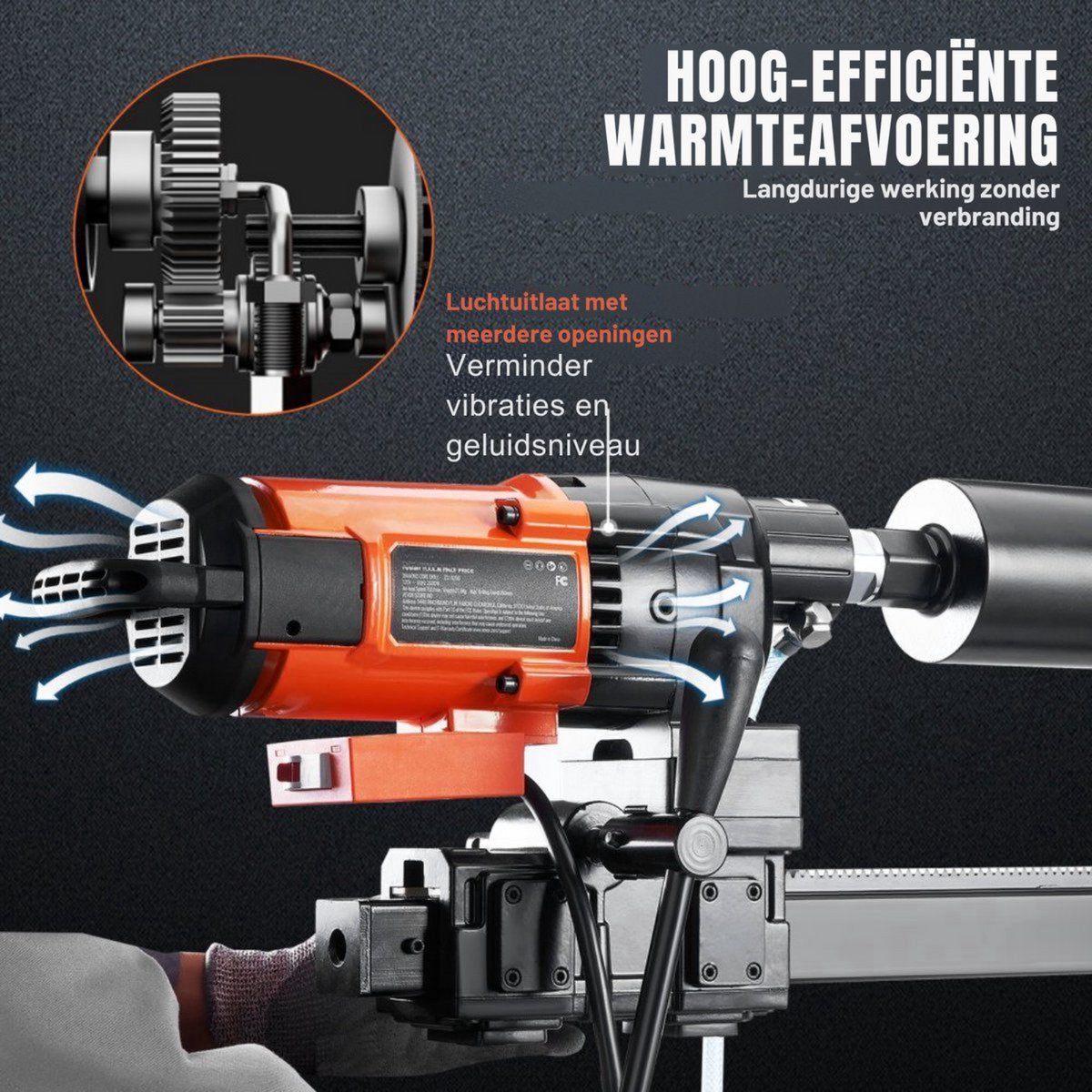 Kolomboormachine deluxe - 2500W 0-750 rpm - Tafelboormachine - Holle Langgatboormachine - Boormachine - voor Houtbewerking 26CM