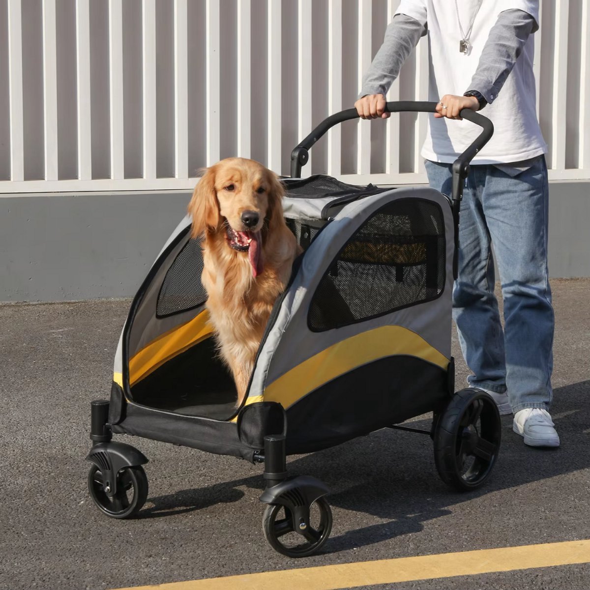 Hondenbuggy Tavien - Inklapbaar - Voor grote honden - Tot 55KG - All terrain - Comfort