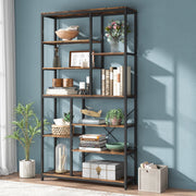 Boekenkast industrieel - Voor woonkamer, slaapkamer of kantoor - Opbergkast - 200cm - Vakkenkast - Bruin