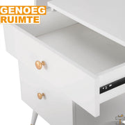 Bolt Edge Kaptafel - Wit - Inclusief Spiegel en Krukje - Make-up Tafel voor Meisjes - Voor Kinderen en Volwassenen