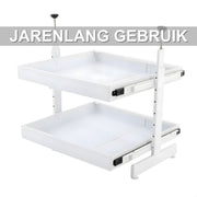Uittrekbare kastorganizer - Keuken organizer - Opbergrek - Voor keukenkasten en opbergruimte - Praktisch en ruimtebesparend - Wit