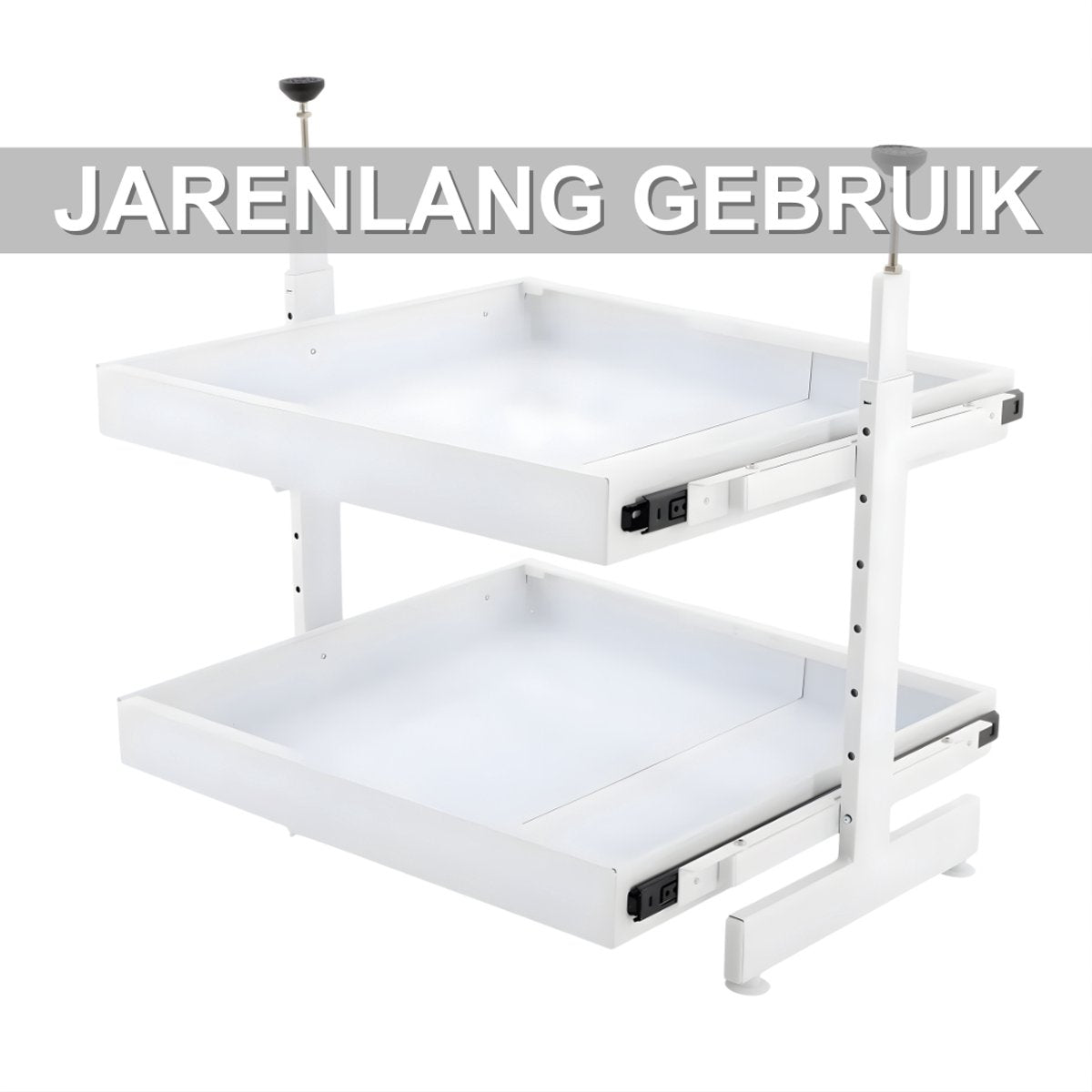 Uittrekbare kastorganizer - Keuken organizer - Opbergrek - Voor keukenkasten en opbergruimte - Praktisch en ruimtebesparend - Wit