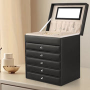 Sieradendoos - Juwelendoos - Sieradenhouder - Organizer - Juwelenkistje - Dames bijouteriedoos - Sieradenopslag met Lades voor Kettingen, Horloges, Ringen, Oorbellen en Armbanden - Zwart