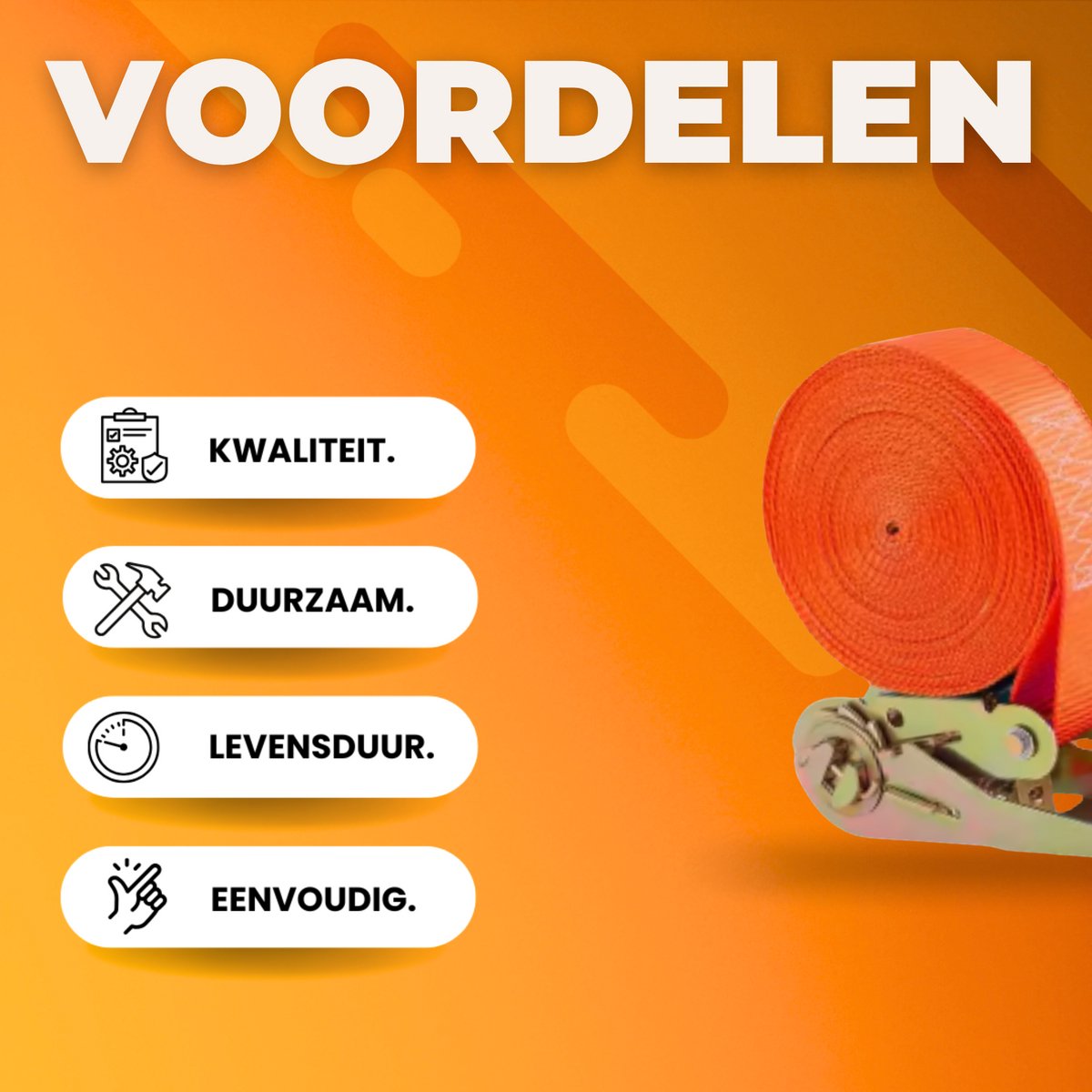 Harde Spanbanden - Sjorbanden - Ratel Spanbanden Uit Eén Stuk - 6 m x 25 mm - Oranje - 0 stuks - Stevige Bevestiging voor Veilig Transport