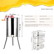 Handmatige Honing Extractor - Honing centrifuge- Tangentiële Extractor - RVS - Honingklep - Transparant Deksel