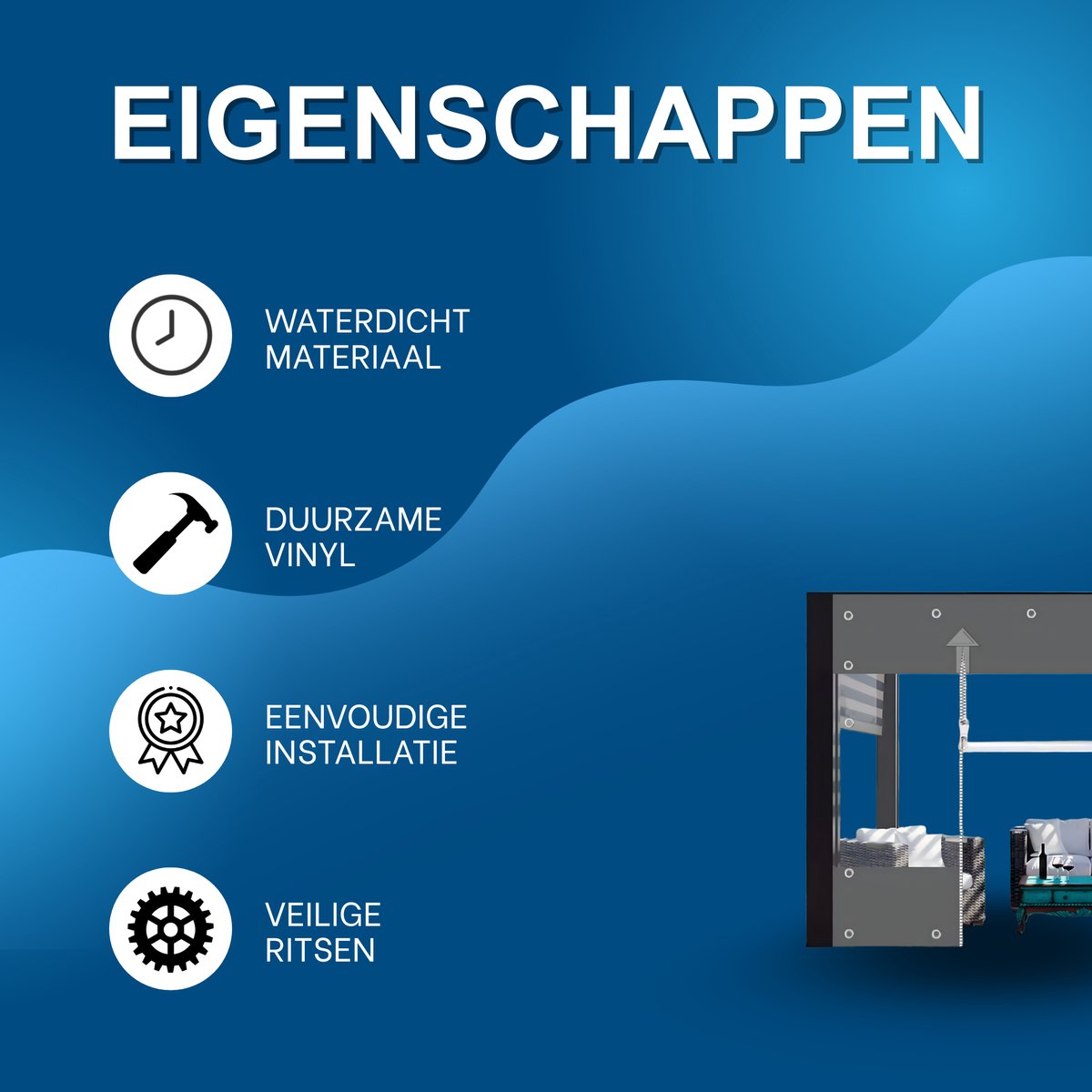 Zeildoek 300x400cm - Verranda - Dekzeil - Overkapping - Voor Terras, Pergola & Tuinhuis - Waterdicht - Wind - Donkergrijs