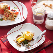 Lavish Serviesset – 6 persoons – 30 delig – Rood wit Keramisch – Dinerborden – Ontbijtborden