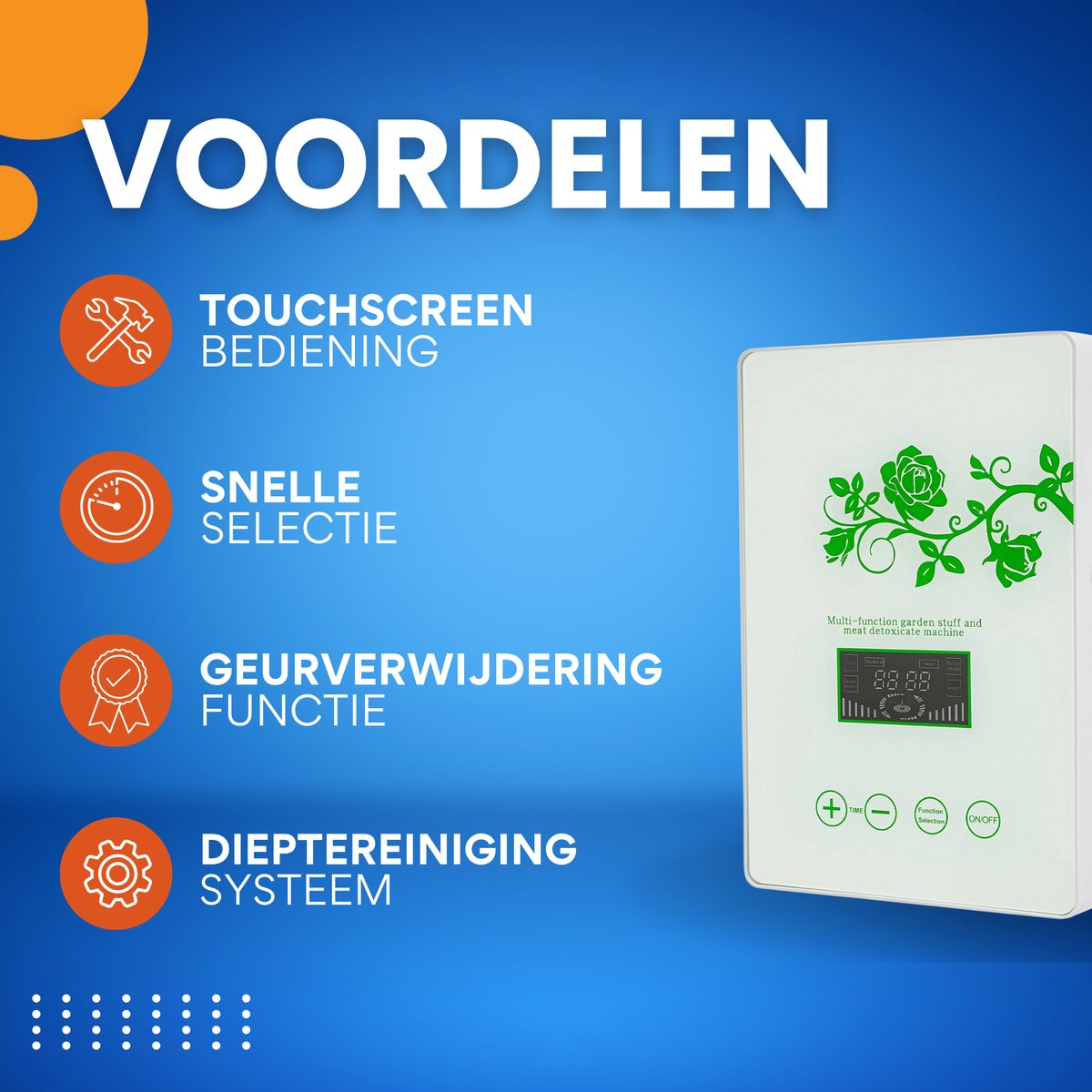 Ozon Sterilisator met Touchscreen - 3-Sec. Snelselectie - Voor Reinigen van Fruit, Groenten & Vlees - Geurverwijdering & Desinfectie