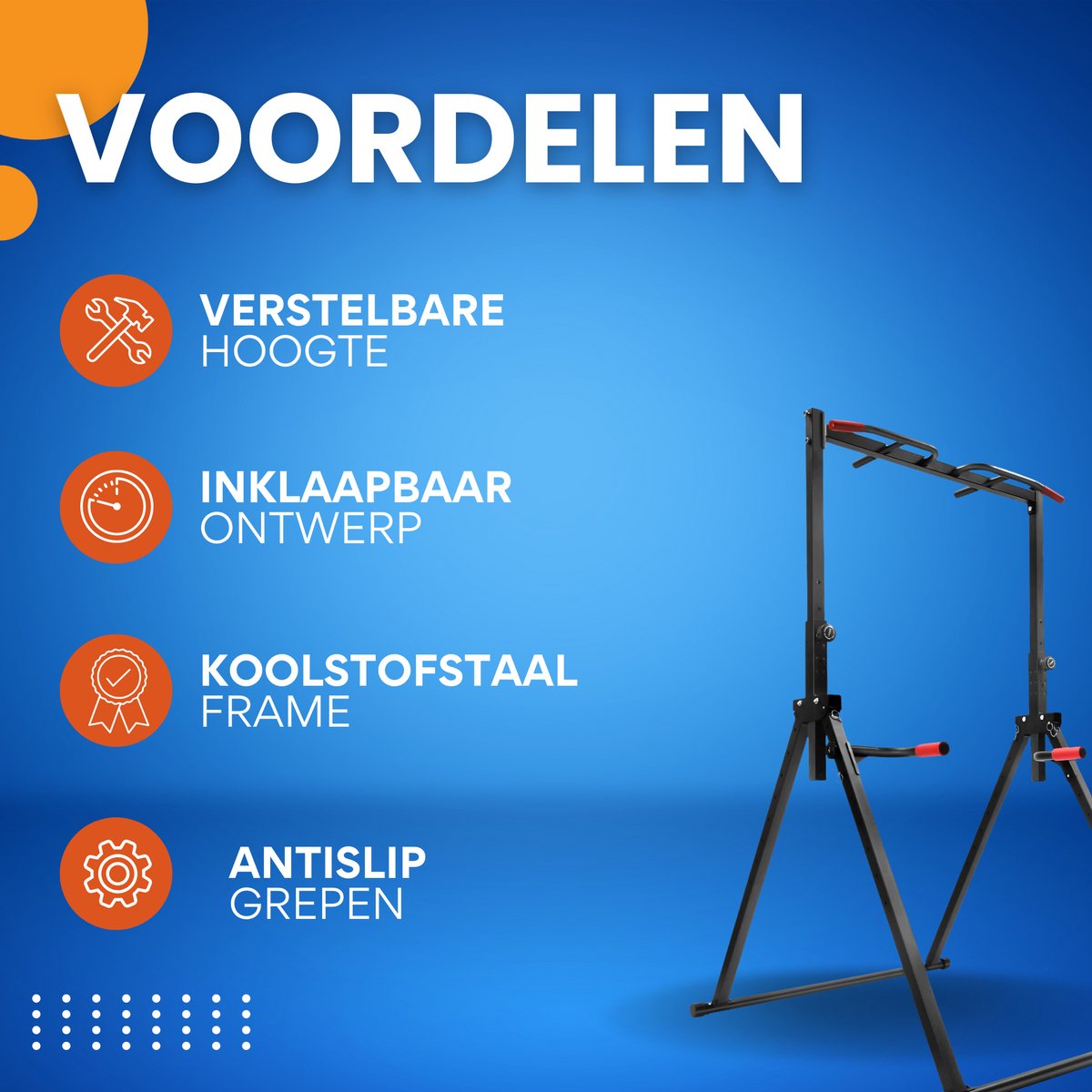 Pull up bar en dip statief - Homegym - Verstelbaar in hoogte - Voor thuis sporten - 200KG
