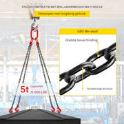 Hijskraan takel - Lier Kettingstrop - 5' Quad Poten Tackle - 5 Ton Capaciteit - Gelegeerd Staal Verstelbaar