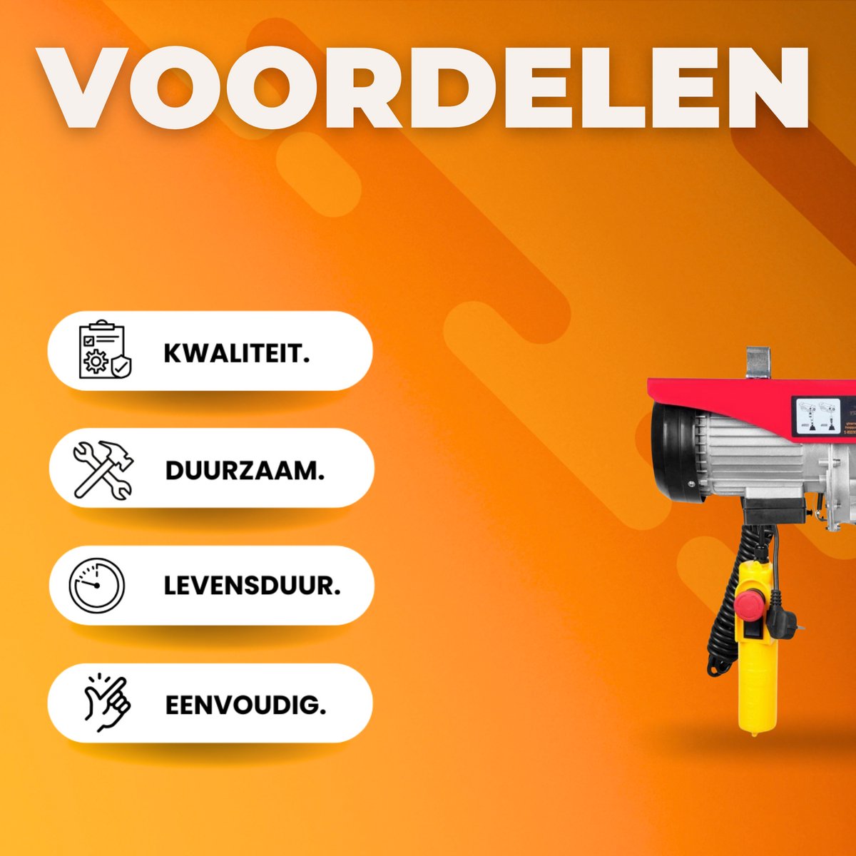 Elektrische Lier - 300-600 kg - Takel - Kabeltakel - 12 m Hefhoogte - 10 m/min - Met afstandbediening