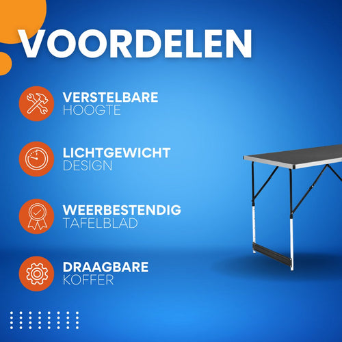 Aluminium Staal Opvouwbare Campingtafel - Voor Buiten - Dinertafel voor Tuin, Balkon, Picknick, BBQ en Familiefeest