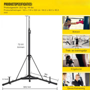 Bokszak standaard - 60KG - Zwarte Boksstandaard houder - Beugel - Verstelbaar 182 tot 230 cm Hoogte