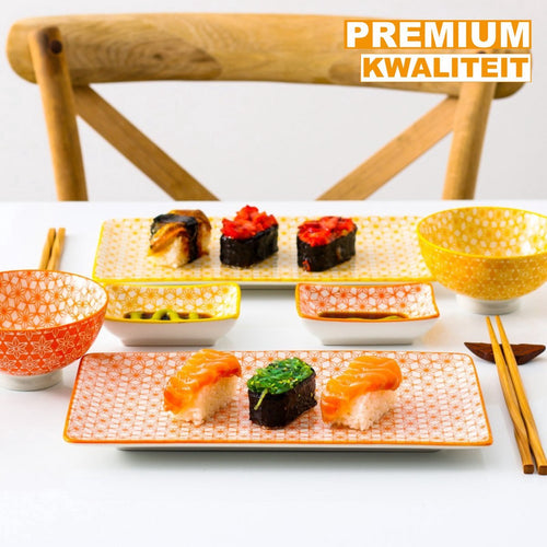 Aurora Sushi Servies Celestia - 6 delig - 2 persoons - Dinerborden - Bordenset - Diepe borden - Ontbijtborden - Servies - Keukenservies