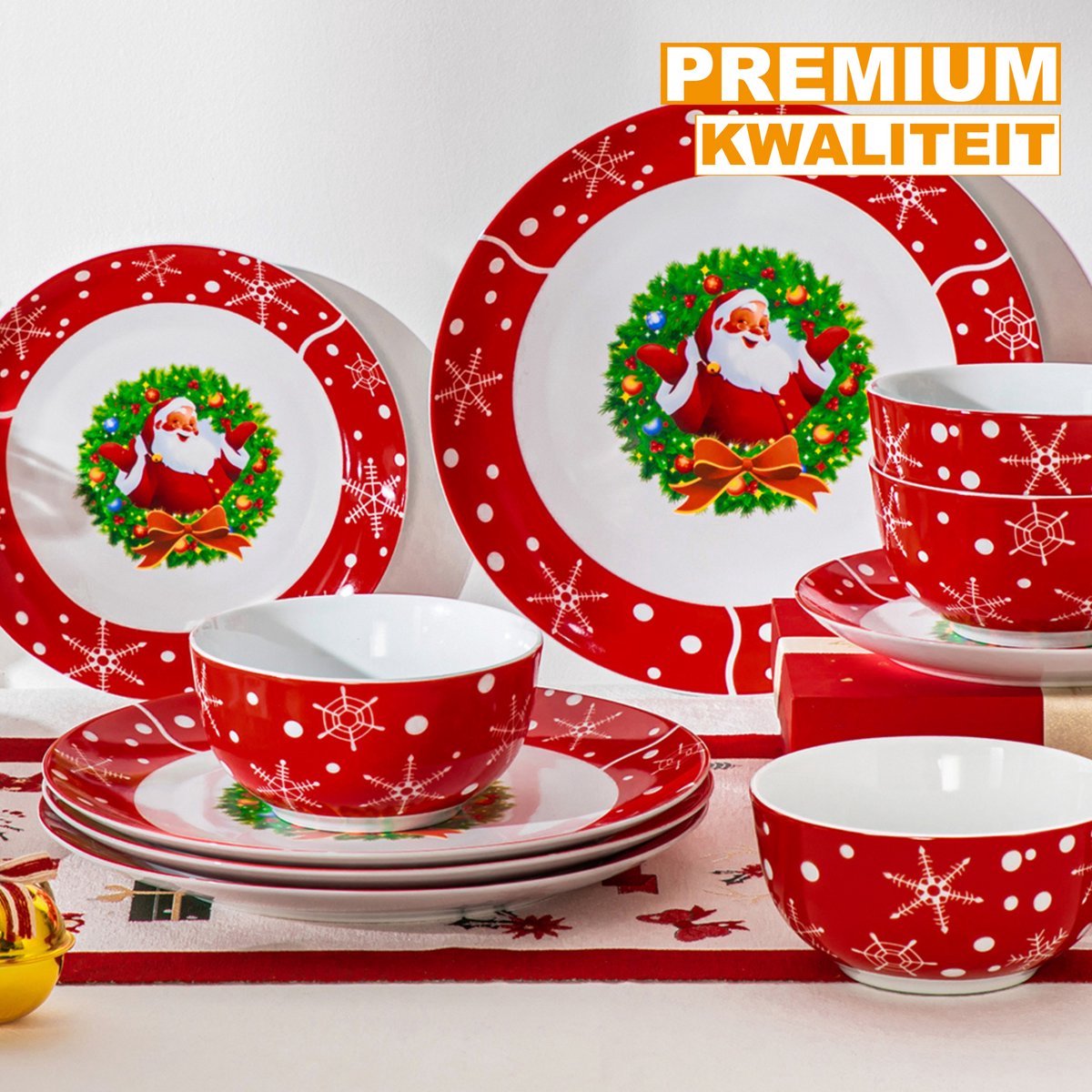 Splendid Serviesset – Dinerborden – Kerst 8 persoons – 24 delig – Keramisch – Ontbijtborden – Uniek servies