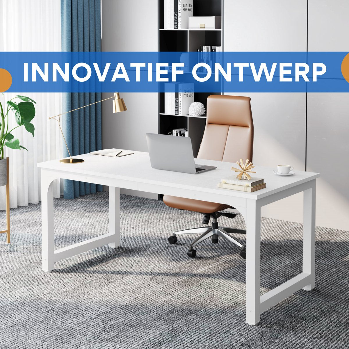 Bureau Veyra - 160cm - Wit - Computerbureau - Voor thuis of werk