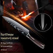 8-delige Japanse keukenmessen set - koksmessenset - Messenset - Keukenmessen - Voor koken en snijden - Laser Damascus patroon, hoogwaardig RVS koksmes - Scherp fruit- en snijmes