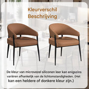 Luxe Keukenstoelen - Set van 2 - Microvezelleer Eetkamerstoelen - Gestoffeerde Zitting voor Restaurant, Hotel of Kantoor