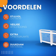 Radiatorombouw Tavien - 172x92 cm - Ombouw rooster - Horizontale panelen - MDF - Stijlvol - Wit