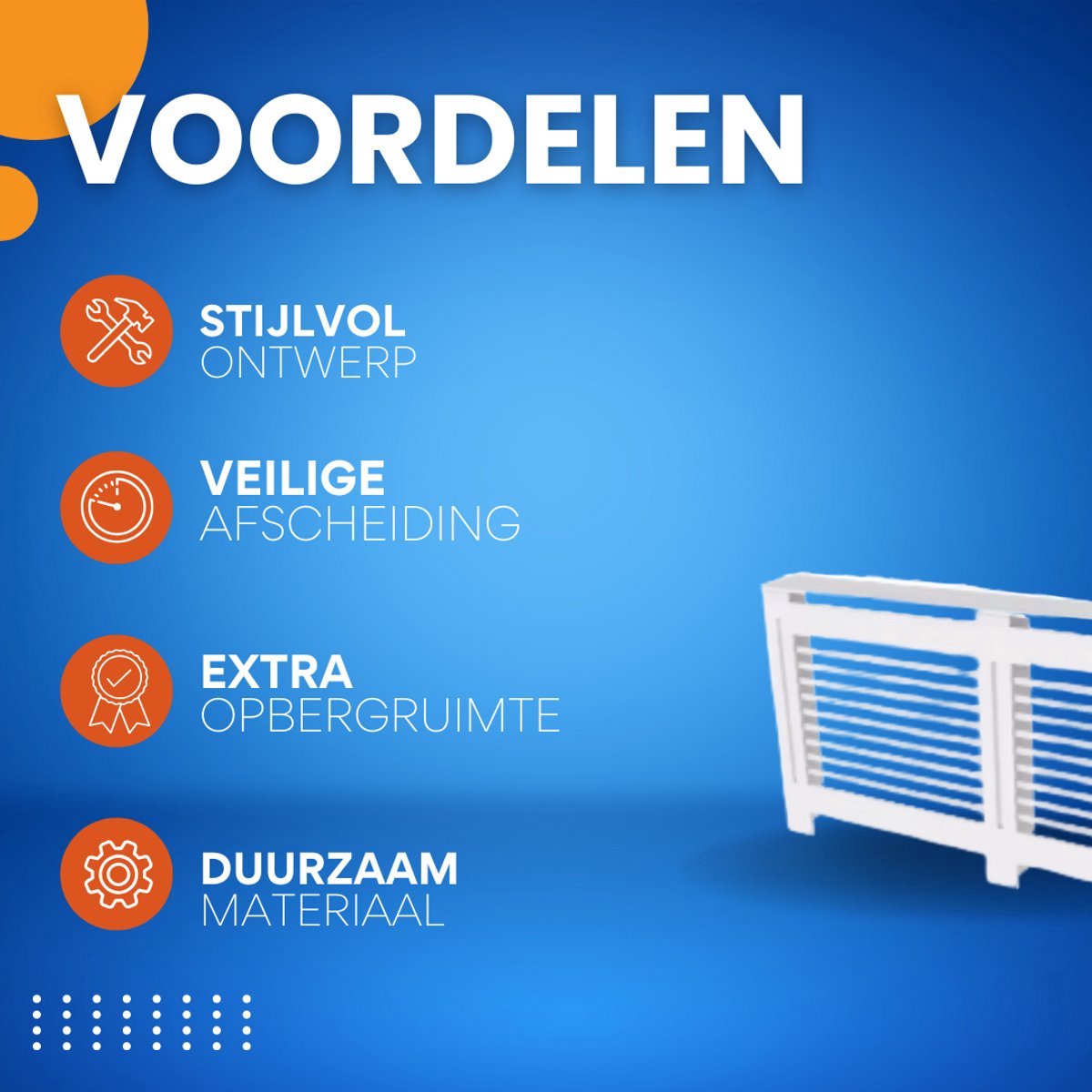 Radiatorombouw Tavien - 172x92 cm - Ombouw rooster - Horizontale panelen - MDF - Stijlvol - Wit