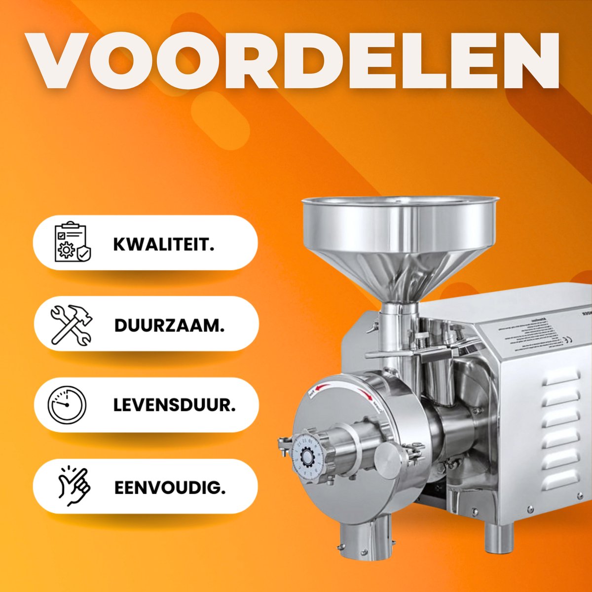 Proffesionele Grain Grinder RVS- Kruidenmolen- Specerijenmolen- 2200W Graanmolen - RVS Keukenmolen