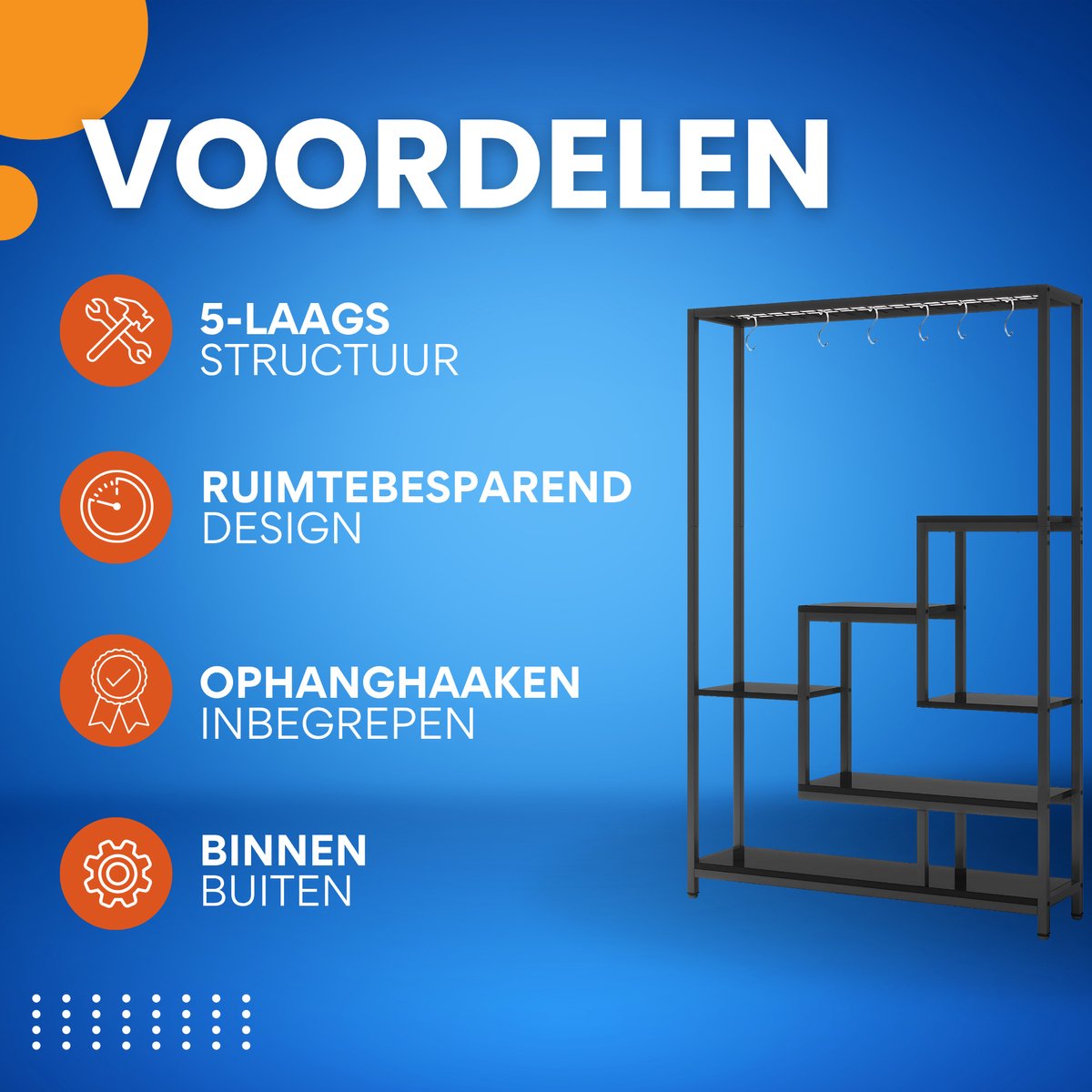 Plantenstandaard met 5 lagen - Plantenrek voor Binnen - 180cm - Plantenladder - Zwart