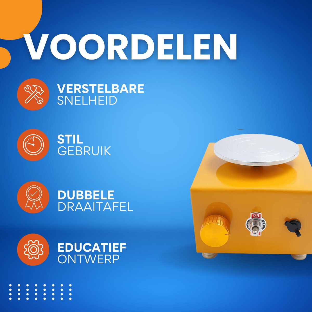 Mini Pottenbakkersschijf - Draaischijf - Pottenbakken - Voor Onderwijs, DIY & Winkels -Geel
