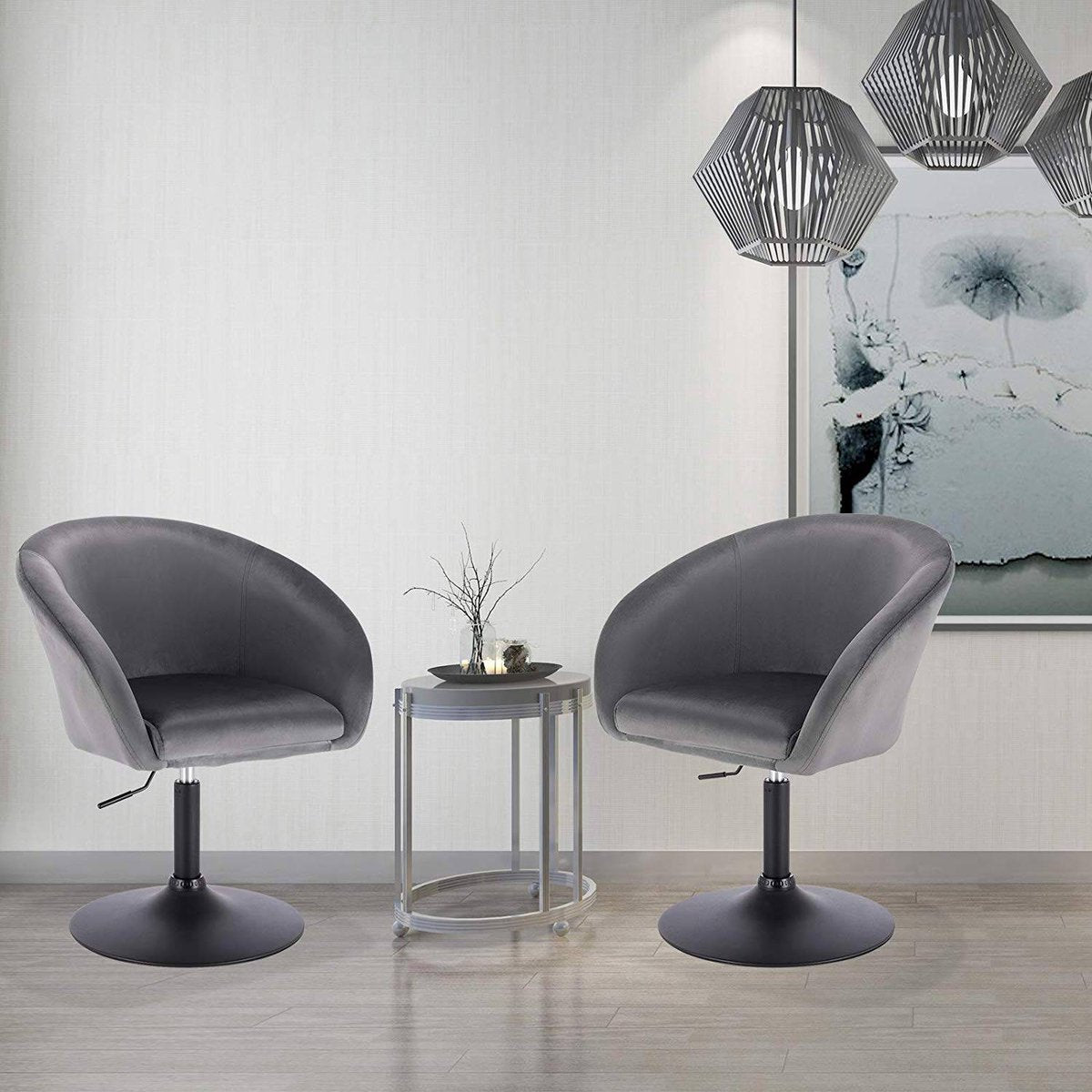 Barkruk Nero Deluxe - Industrial - Donkergrijs - Barkrukken set van 1 - Barstoel Kruk - Barstoelen met rugleuning - Keukenstoel - In hoogte verstelbaar - Velvet