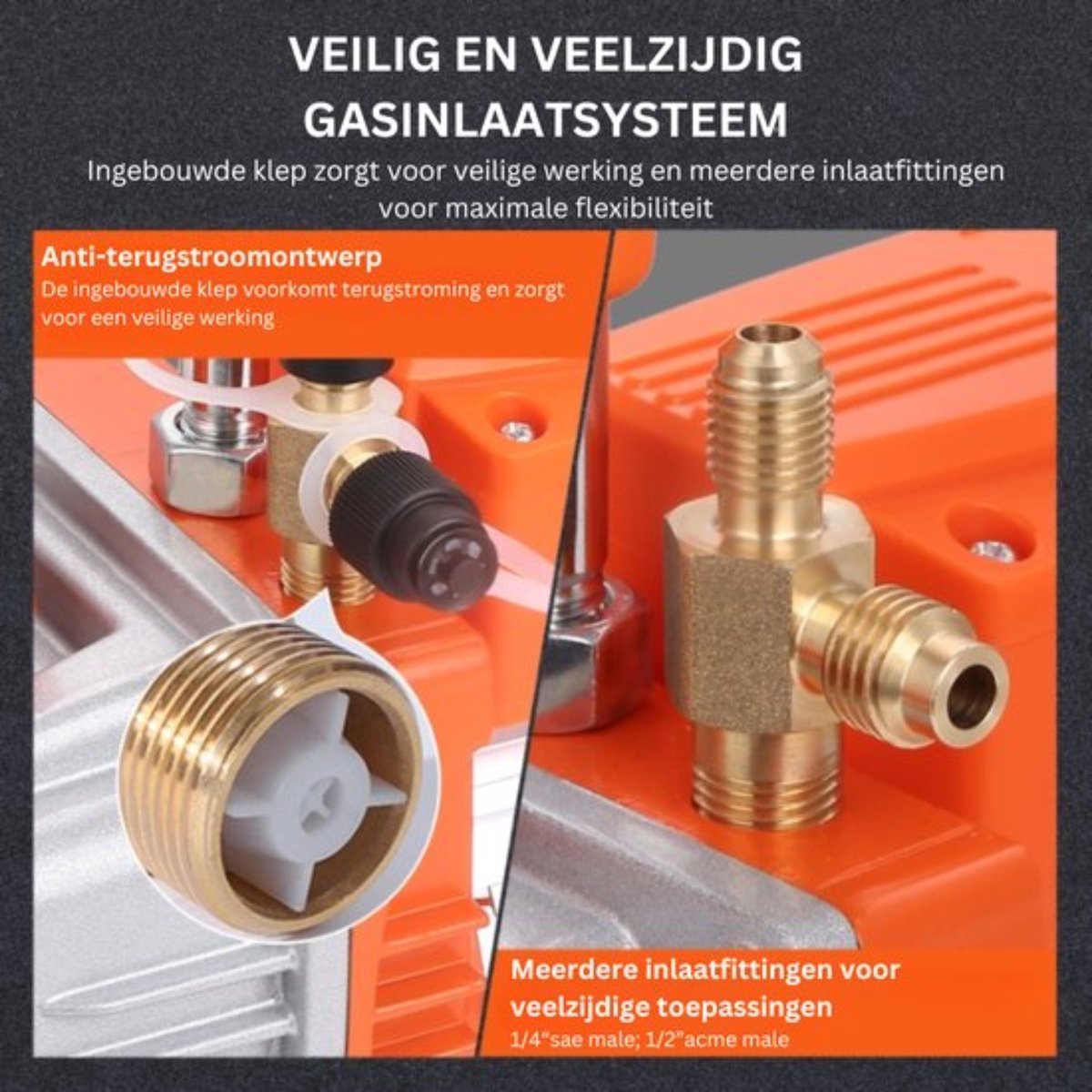 Vacuumpomp - Professioneel - Compact en Draagbaar - Oranje - Inclusief Hoogwaardige Accessoires