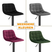Bolt Edge Velvet Barkrukken - Bordeaux - Ergonomisch - Zithoogte 59-81cm - Set van 2