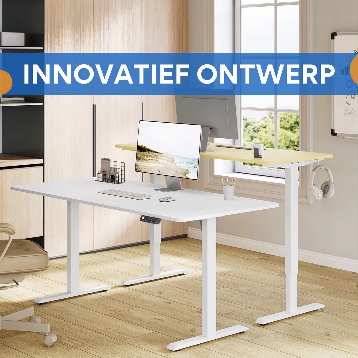 Elektrisch Sta-Bureau - In Hoogte Verstelbaar Ergonomisch Bureau voor Thuis of Kantoor - Met USB-Oplaadpoort en Geheugeninstellingen - Color: 140x60cm white